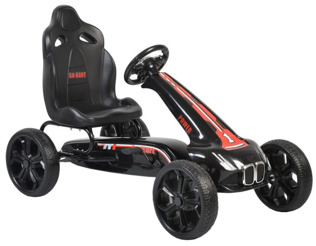 Kart cu pedale pentru copii NOVOKIDS® Monte Carlo Kart PRO, 3-8 ani , Maxim 40 kg, 113 cm lungime, Carena, Structura metalica, Frana de mana, Functie