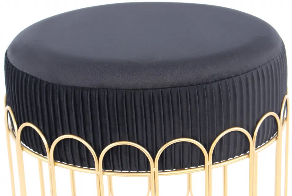 Puf/ Taburet tapitat Cleopatra negru