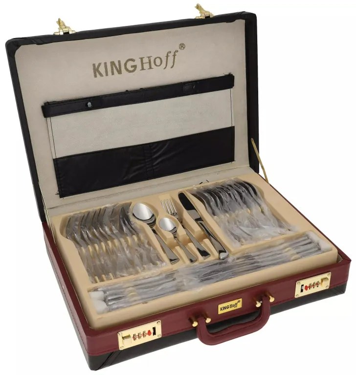 Set tacamuri Kinghoff KH 3520, 72 piese, Pentru 12 persoane, Cutie, Otel inoxidabil, Argint