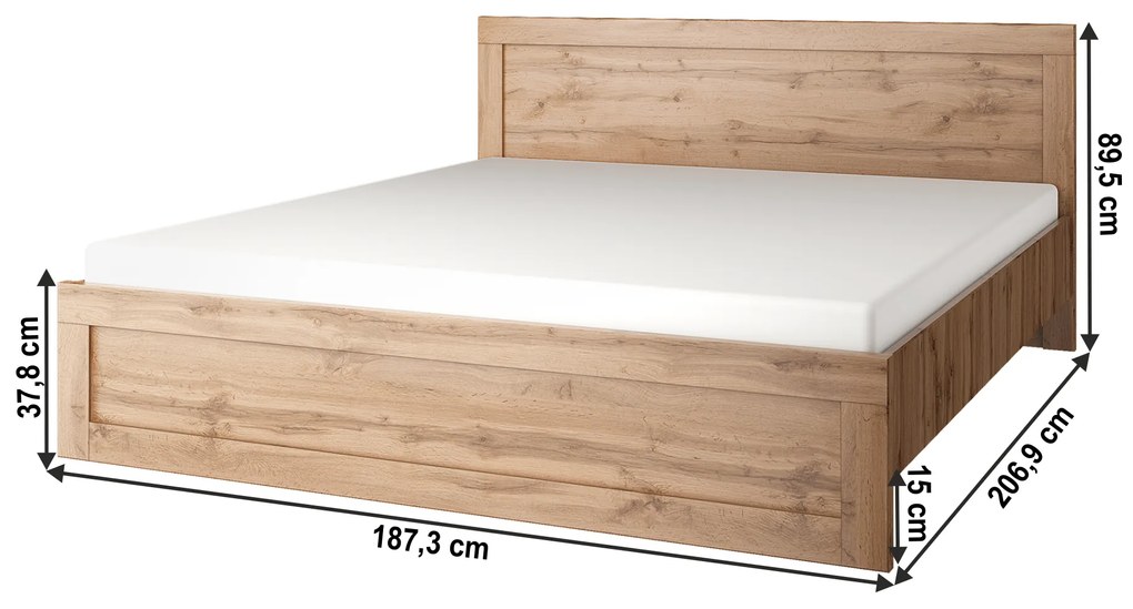 Pat matrimonial 180 cm Mateo 180 (stejar wotan). 1065319