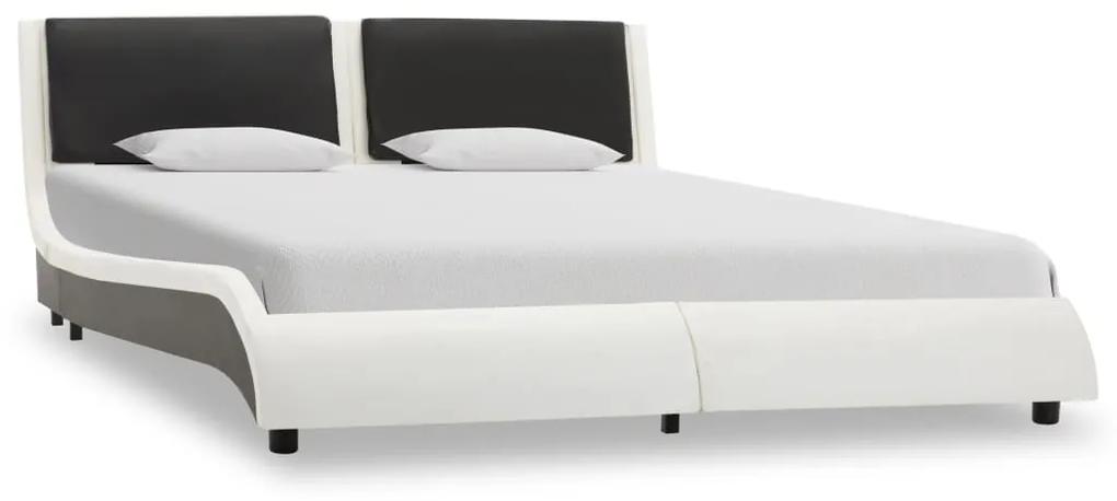 280463 vidaXL Cadru de pat, alb și negru, 120x190 cm, piele ecologică