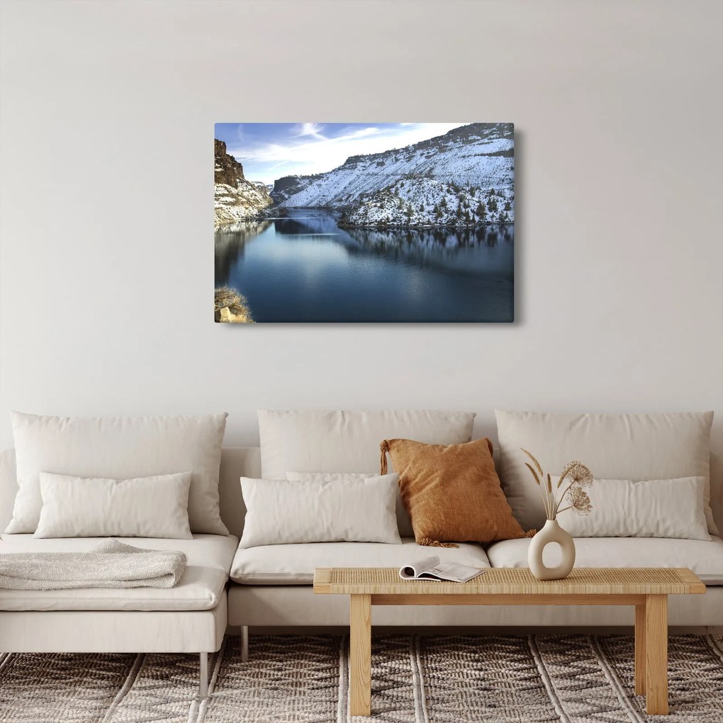 Tablou - peisaj de iarnă cu lac (90x60 cm)