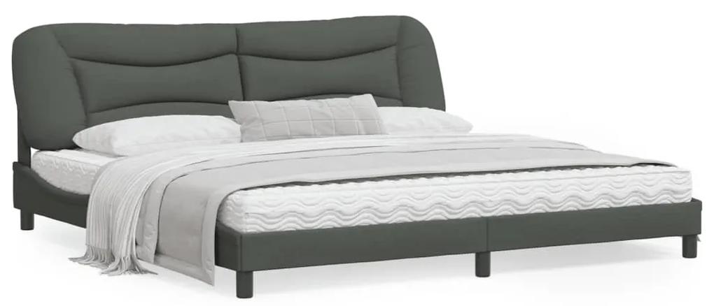 3207794 vidaXL Cadru de pat cu tăblie, gri închis, 200x200 cm, textil
