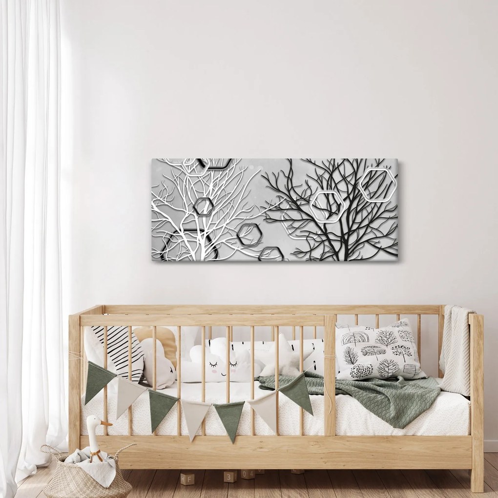 Tablou abstract cu pomi (120x50 cm)