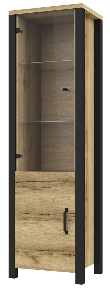 Vitrină Oralee Typ 05 (Stejar grand natural + negru mat). 1042076