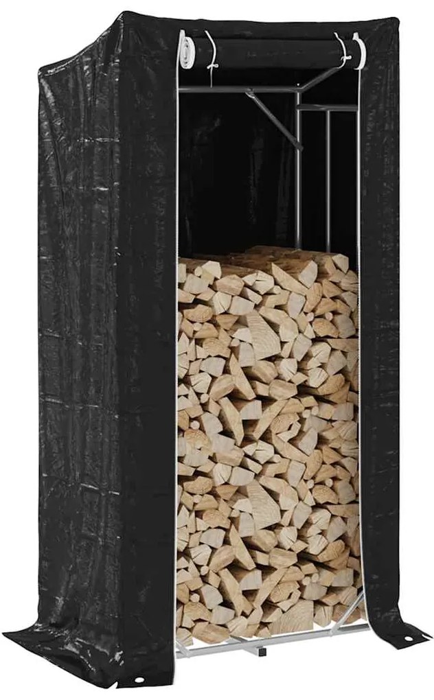 vidaXL Suport pentru lemne de foc cu capac de ploaie Oțel galvanizat