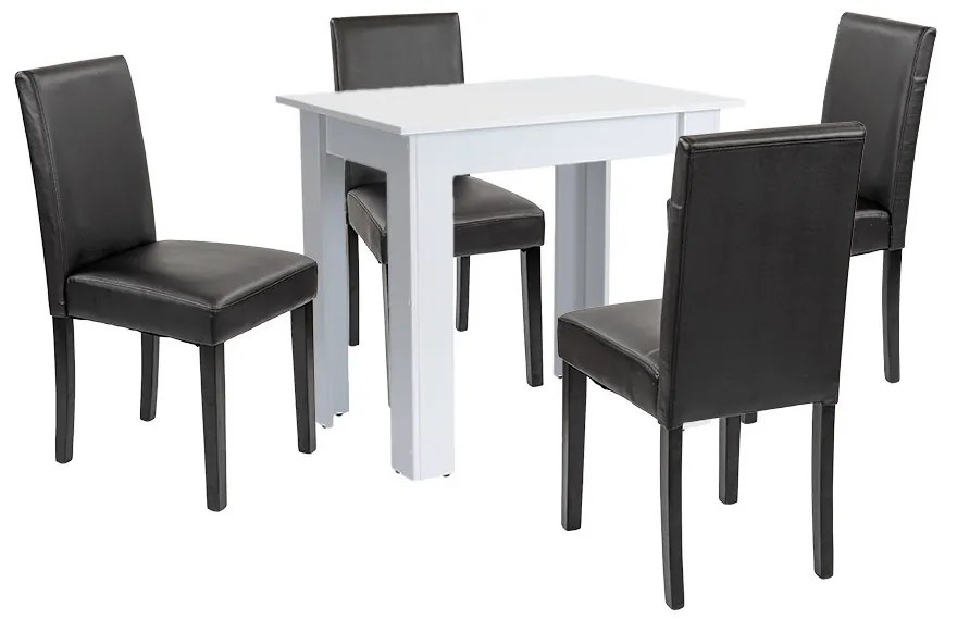 Set de masă Leon 4+1 alb-negru