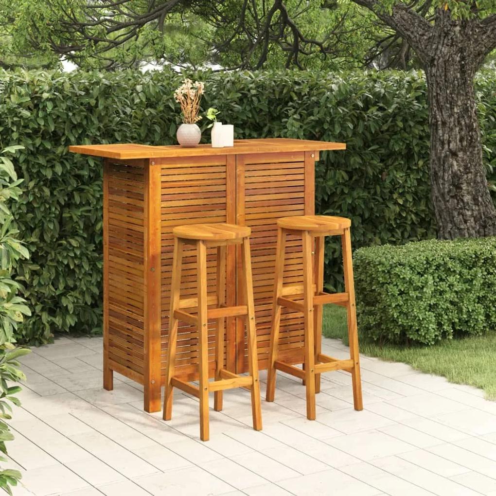 3116000 vidaXL Set mobilier de bar de grădină, 3 piese, lemn masiv de acacia