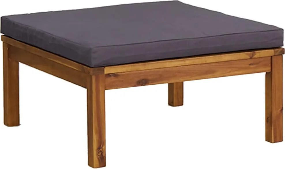 vidaXL Taburet de picioare, cu pernă gri închis, lemn masiv de acacia