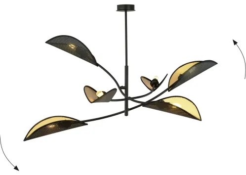 Lustră pe tijă LOTUS 6xE14/10W/230V negru/auriu