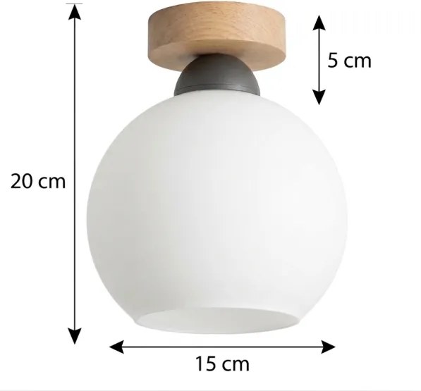BRILAGI - Plafonieră LED RETRO GLASS 1xE27/60W/230V Ø 15 cm stejar/alb