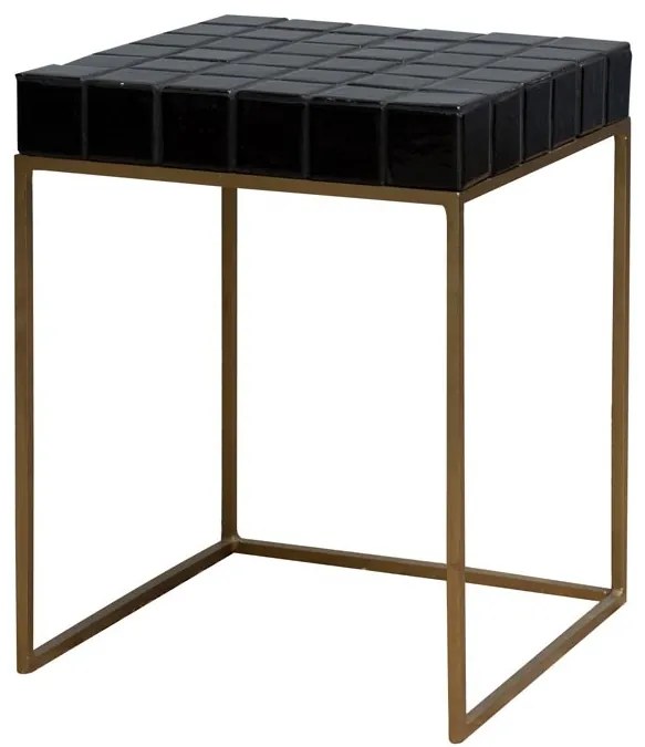 Masuta laterala, din metal si ceramica, black Evora