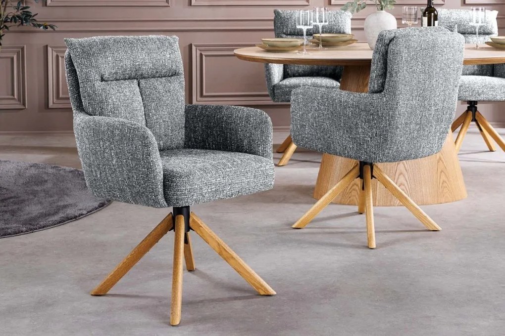 Set de 2 scaune pivotante picioare din lemn Big George verde texturat