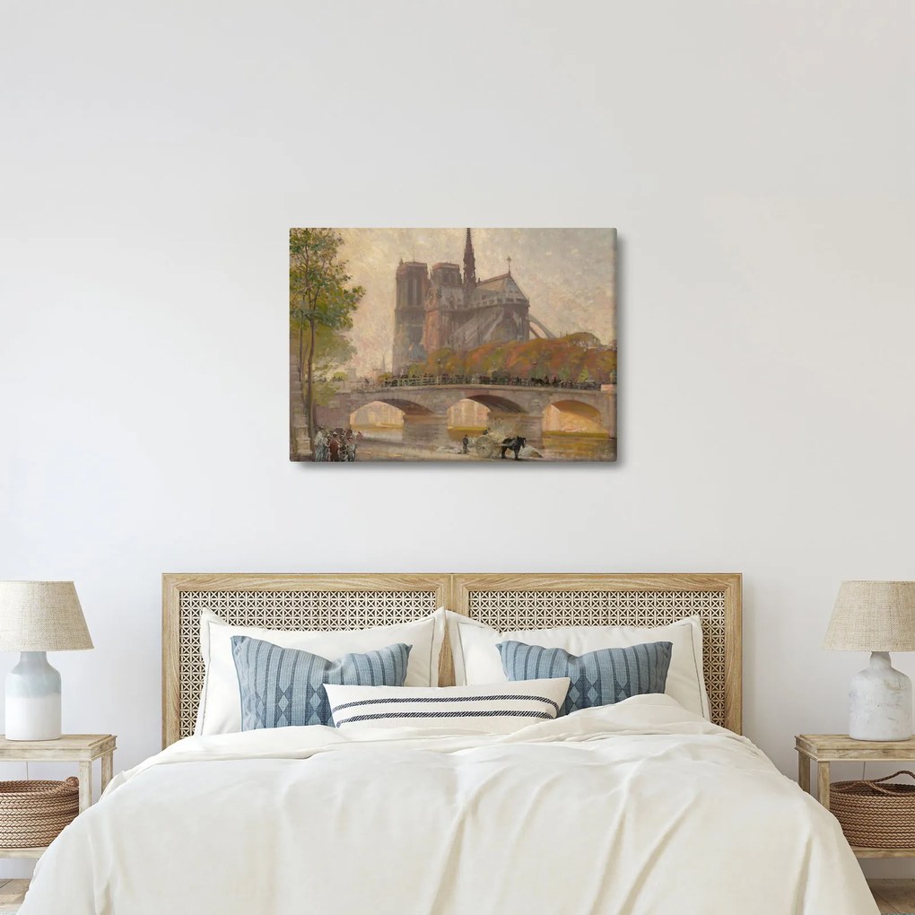 Tablou - Robert William Vonnoh, Notre Dame de Paris, reproducere (70x50 cm)