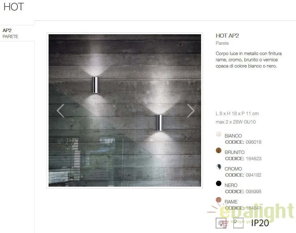 Aplica perete design modern LOOK AP2 BRUNITO 164823