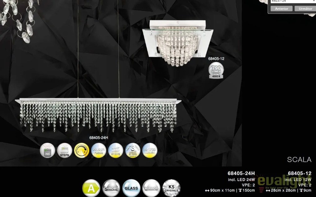 Lustra LED suspendata cu telecomanda Scala 24W 68405-24H GL