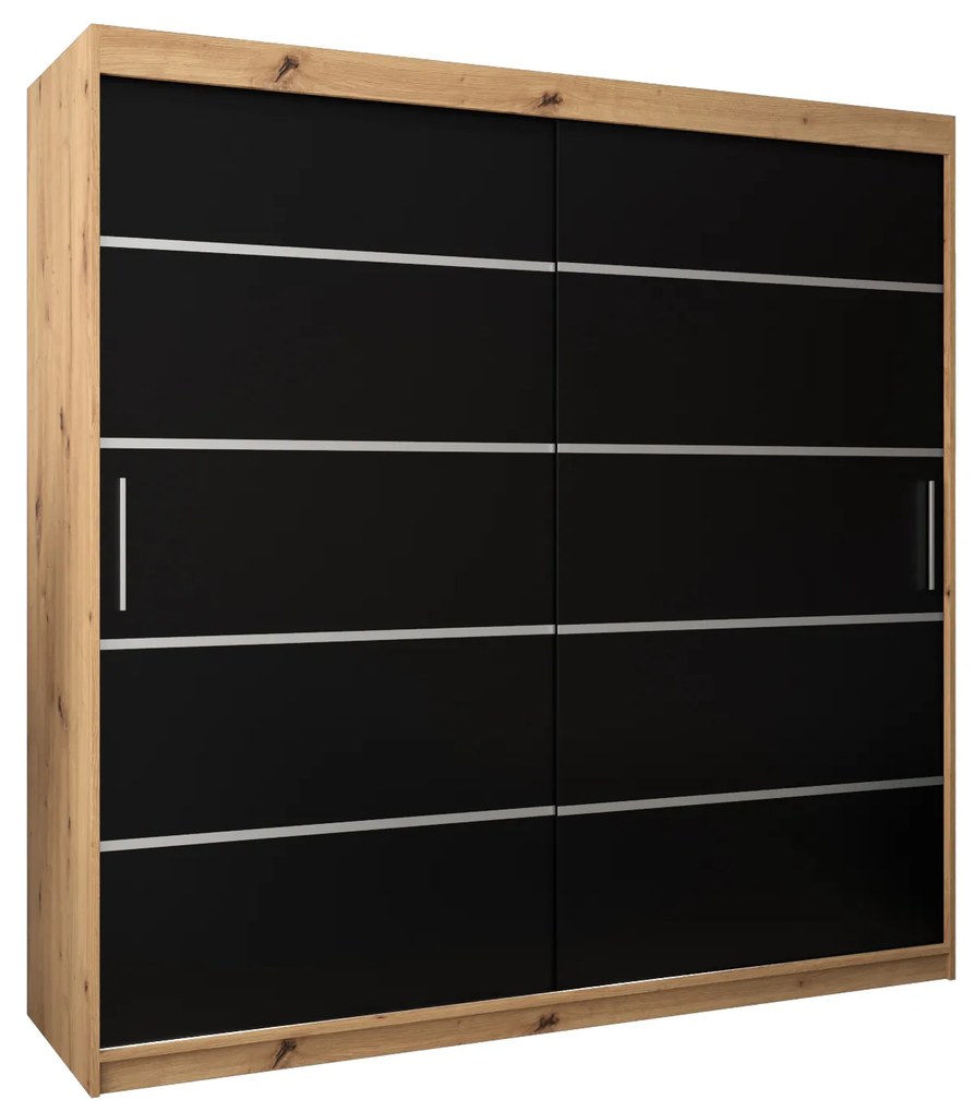 Dulap de haine 200 cm Verika 1 200 (stejar artisan + negru). 1063727