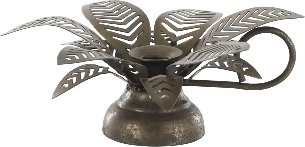 Suport pentru lumanare, din metal, H6cm, Leaf