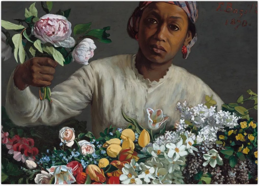 Tablou - Frédéric Bazille, Young Woman with Peonies, reproducere (70x50 cm)