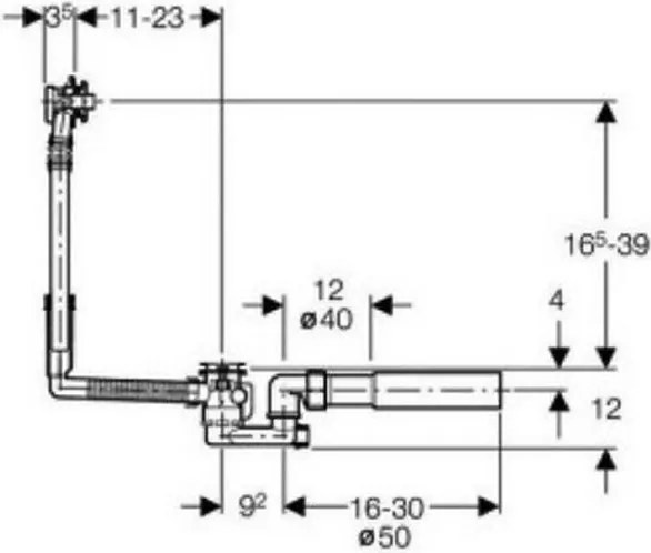 Instalatie cada cu preaplin si sifon crom lucios, Geberit