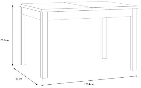 Masa extensibila Jeremix, Stejar Mauvella Si Negru Mat, 120.4/160.4 x 80 x 76.6 Cm