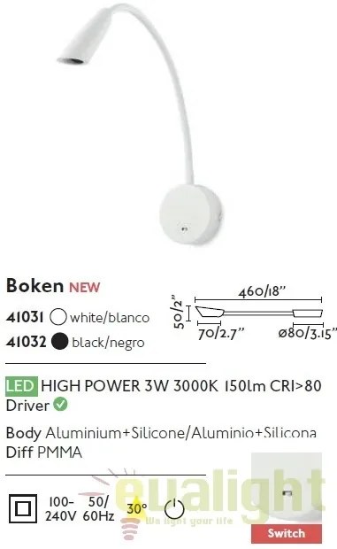 Aplica de perete LED stil modern BOKEN neagra 41032