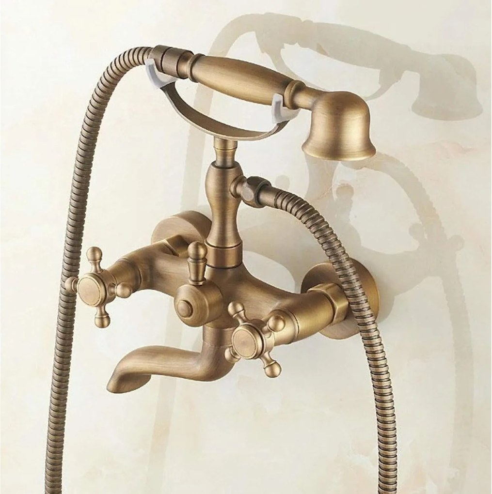 Baterie Duș cu Pară și Furtun Bronz Antichizat – Design sofisticat și confort maxim pentru o experiență de duș premium.