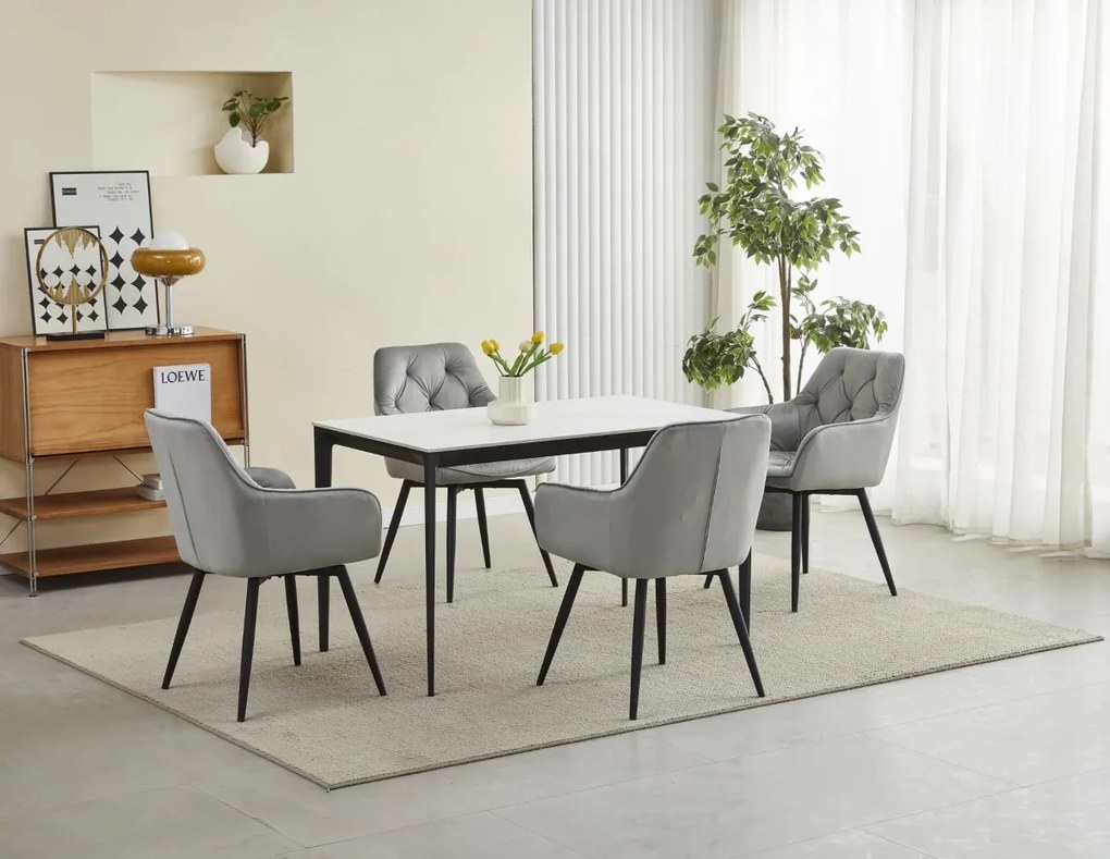 Scaun de masa rotativ JORK360 VELVET, gri deschis