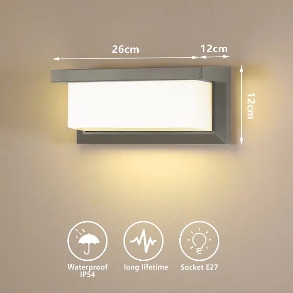 Brilagi - Aplică de perete LED RGBW BRICKY, pentru exterior, 1xE27/9W/230V, gri, IP54