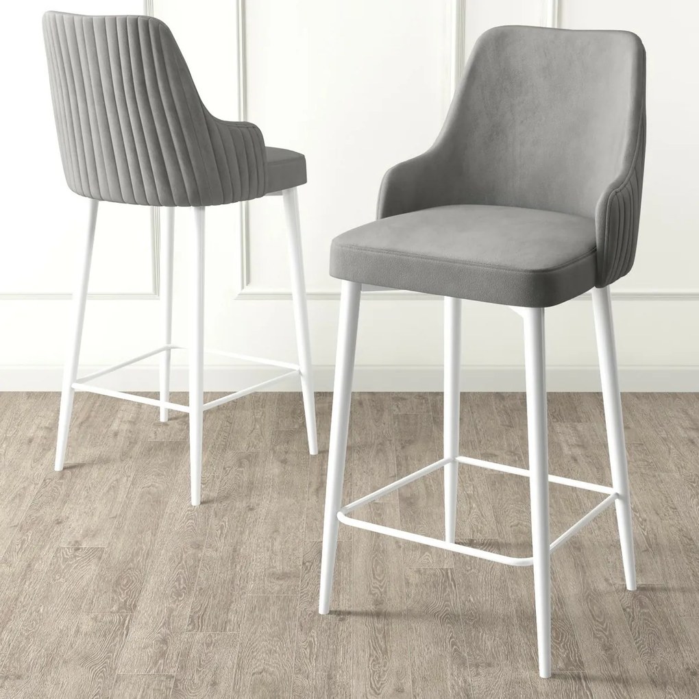 Set de scaune de bar Enox Grey and White, 4 buc.