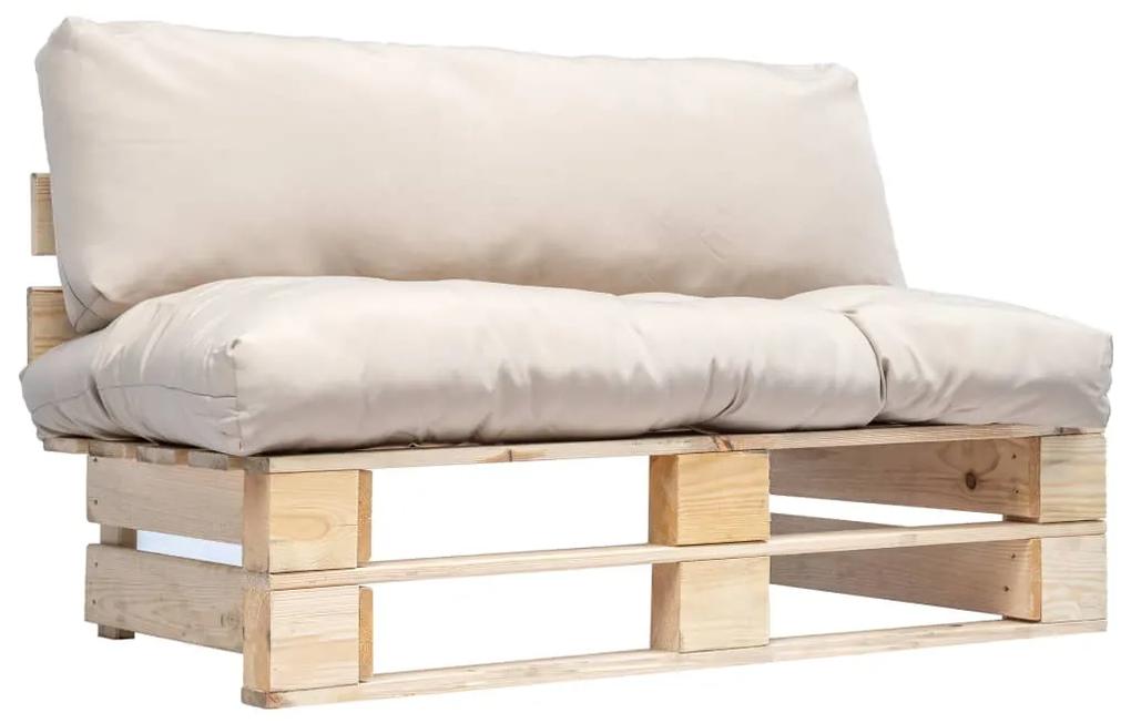 Canapea din paleti de gradina, cu perne nisipii, lemn de pin