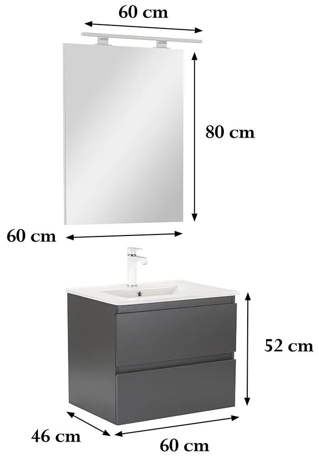 Mobilier complet de baie Vario Forte 60 antracit-antracit