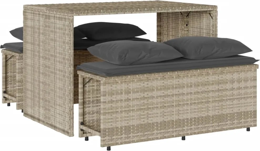 vidaXL Set mobilier de grădină cu perne, 3 piese,gri deschis,poliratan