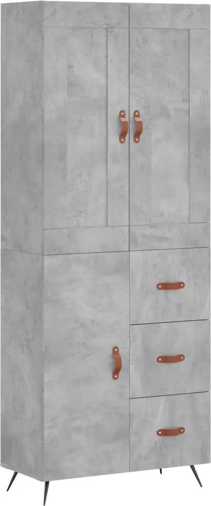 vidaXL Dulap înalt, gri beton, 69,5x34x180, lemn compozit