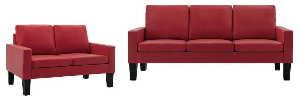vidaXL Set de canapele, 2 piese, roșu, piele ecologică