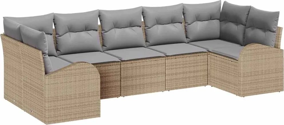vidaXL Set de canapele pentru grădină 7 pcs Beige și gri deschis
