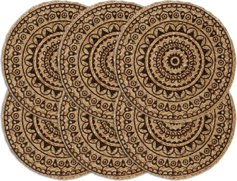 vidaXL Naproane, 6 buc., maro închis, 38 cm, iută, rotund