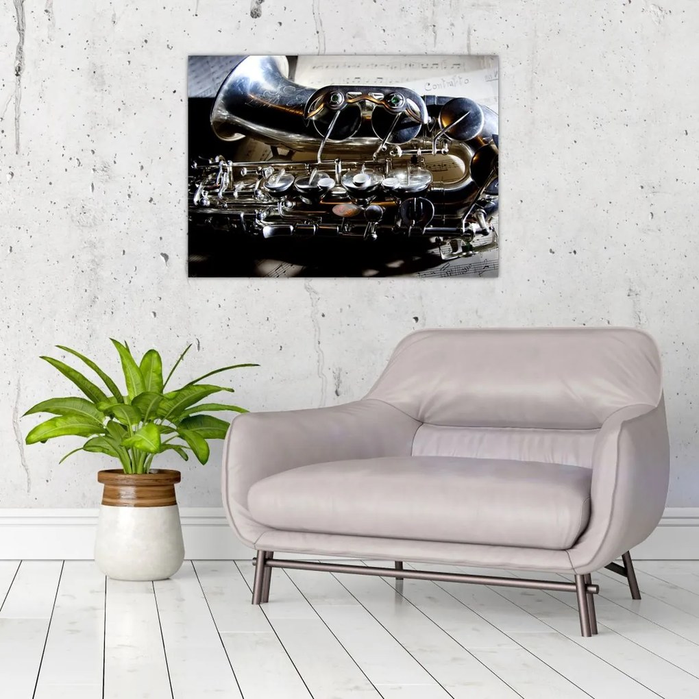 Tablou pe sticlă - Saxofon (70x50 cm)