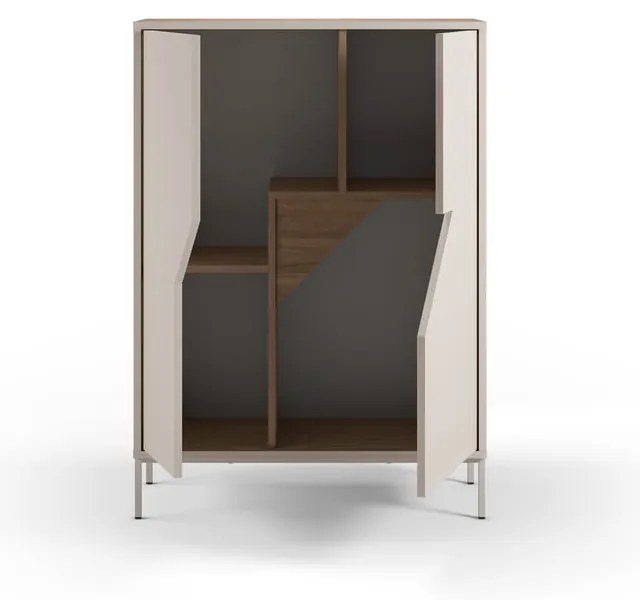 Comodă crem/în culoare naturală cu aspect de lemn de stejar 85x120x40 cm Lilou – Marckeric