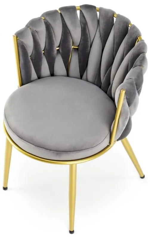 Scaun K517 velvet gri/auriu