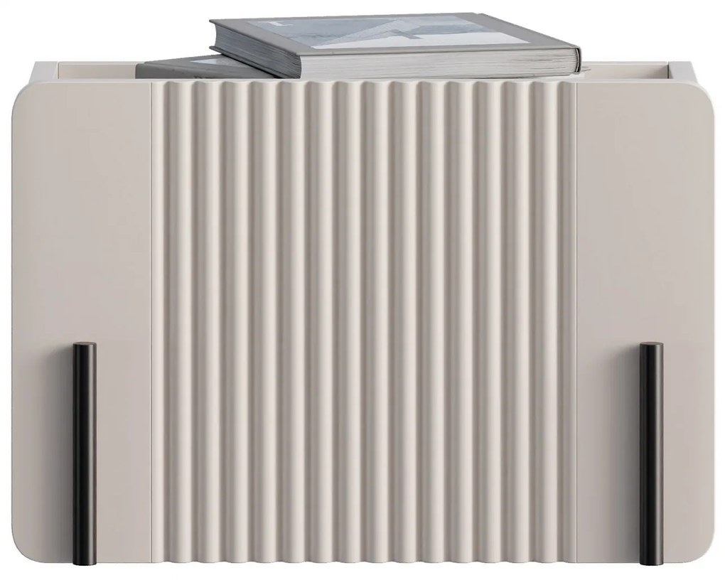 Noptieră Malmi 45 cm cu sertar - cașmir / alb crem / element negru