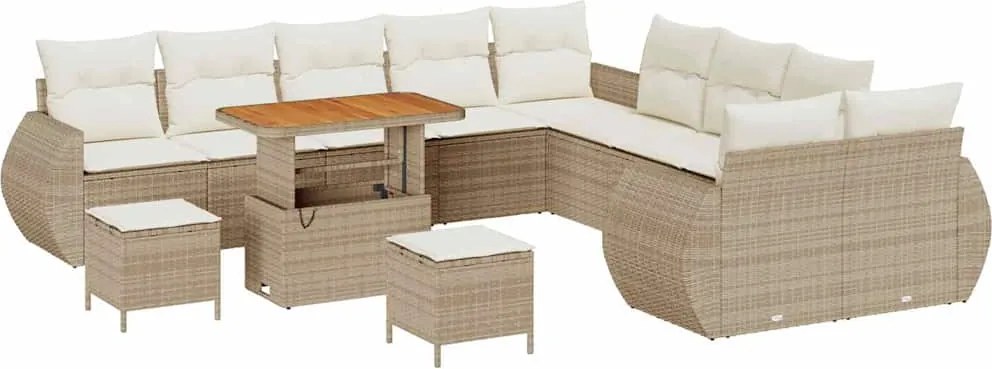 vidaXL Set de canapele pentru grădină cu pernă 13 pcs bej și crem