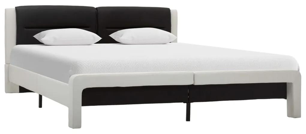 286717 vidaXL Cadru de pat, alb și negru, 120 x 200 cm, piele ecologică