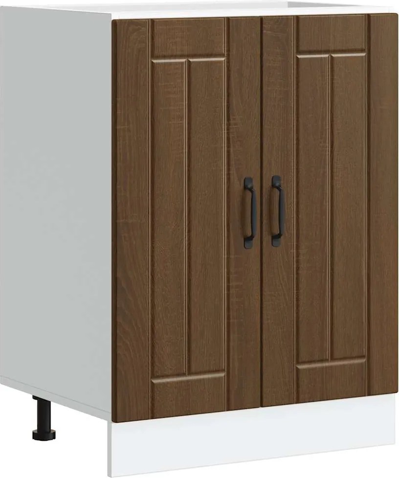 vidaXL Dulap de bază pentru chiuvetă „Lucca” din lemn de stejar maro