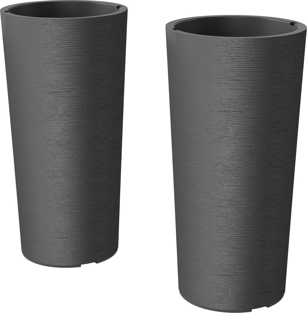 Outsunny Set de 2 ghivece stivabile, ghiveci cu găuri 35x35 cm, rotund, Gri închis | Aosom Romania