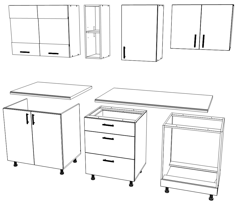 Set haaus V12, Gri Lucios/Alb, MDF, Blat Thermo 28 mm, L 200 cm