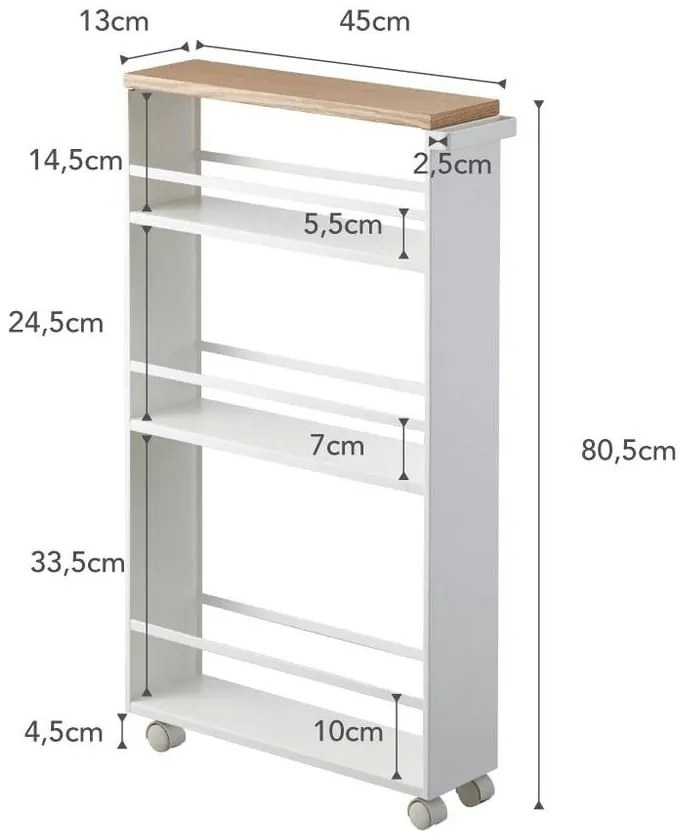 Etajeră de baie albă din metal 47,5x81 cm Tower – YAMAZAKI
