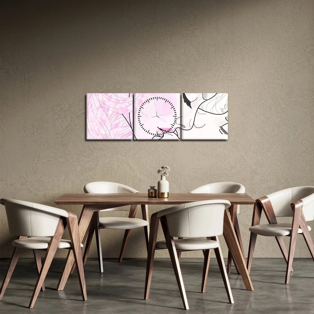 Tablou - Sărutul (cu ceas) (90x30 cm)