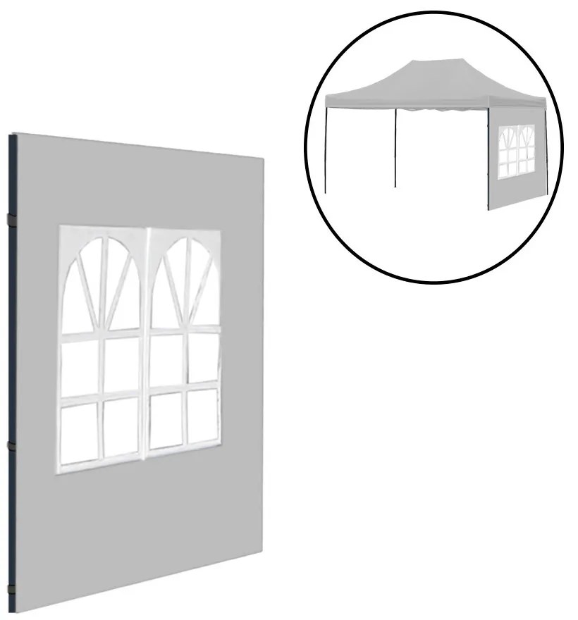 Foișor de grădină cu fereastră perete lateral prelată 3x4 m gri