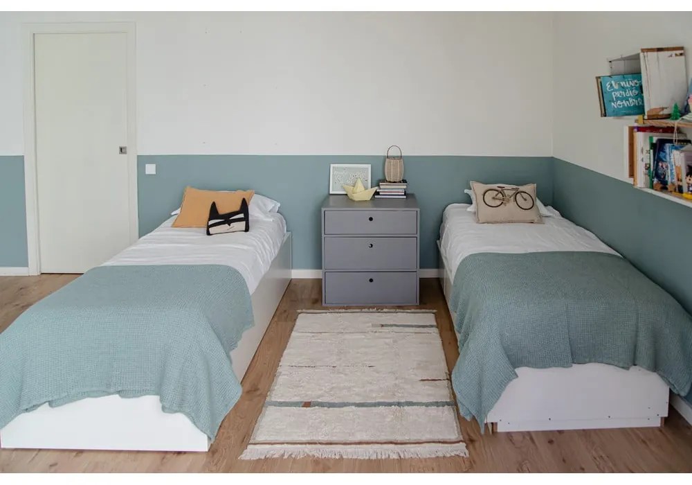 Covor albastru/crem lavabil/țesut manual din bumbac 90x130 cm Lanes Vintage Blue – Lorena Canals